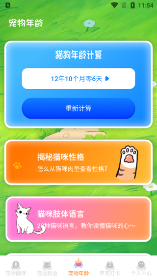 宠物年龄换算结果